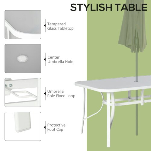 Wyld Haus Niseso 6 Seater with White Metal and Light Grey Mesh Outdoor Dining Set