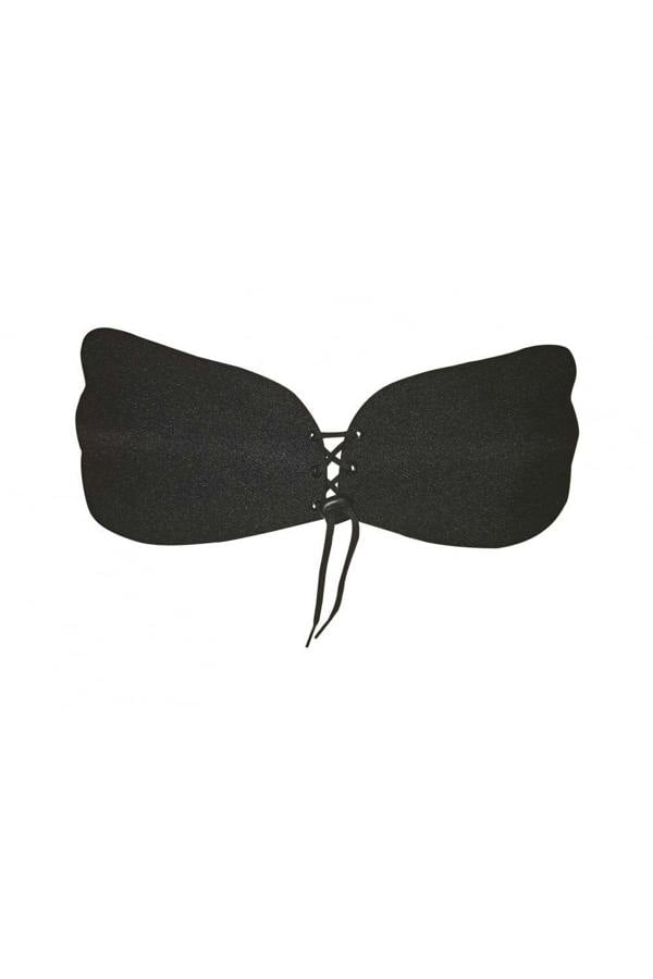 Black Adhesive Invisible Push Up Backless Wing Bra
