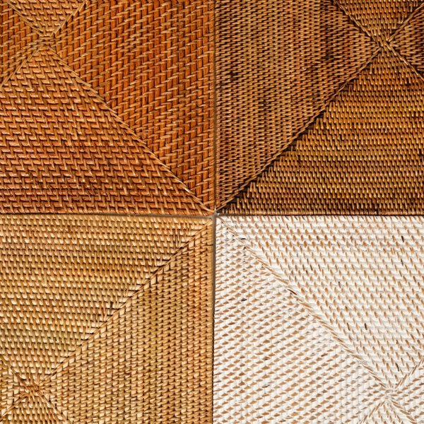 Dark brown square rattan placemat 35cm handwoven wicker dining table