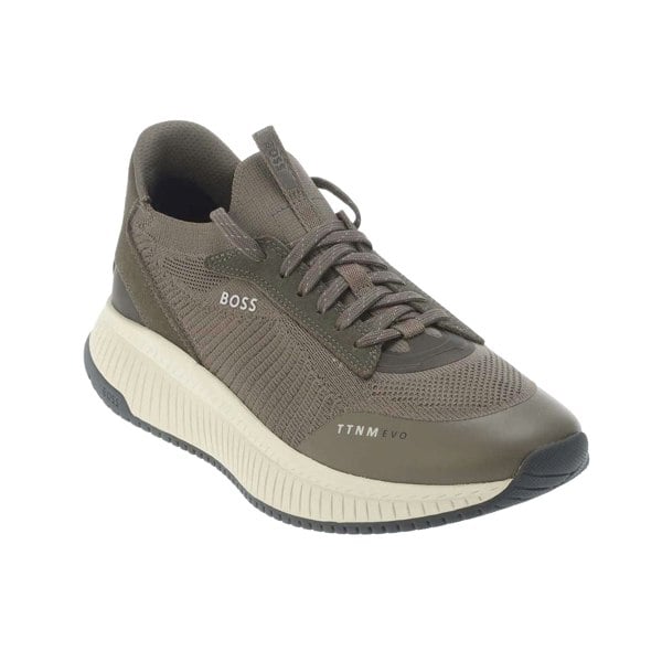 Boss Mens TTNM EVO Leather Trainers - Green