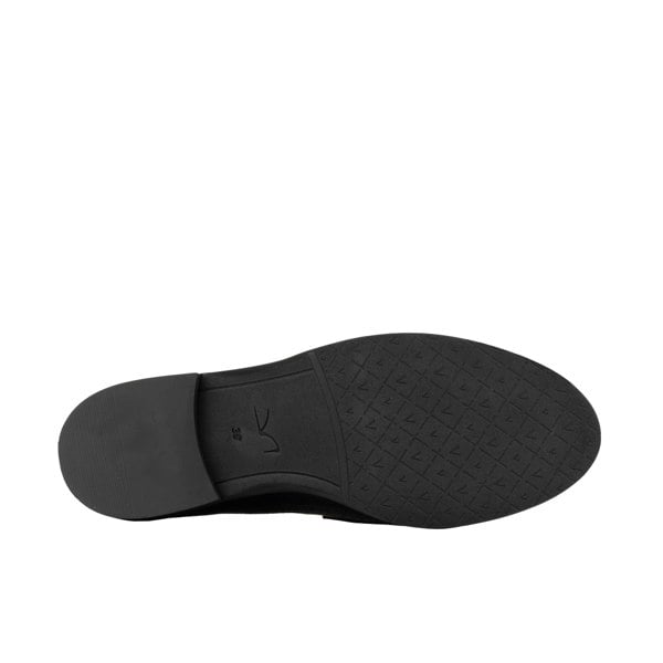 Embassy London Angelina - Black & Cream - Women's leather almond toe penny loafer with broguing