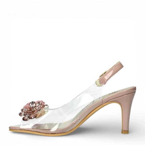 Laura Vita Mira 05 - Women’s Clear Rose Pink Slip-On Heel Sandals