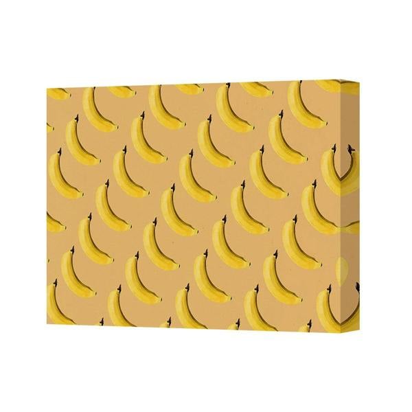 Benjamin Tate Design Banana Pattern Beige Canvas Wall Art Print With Yellow Bananas