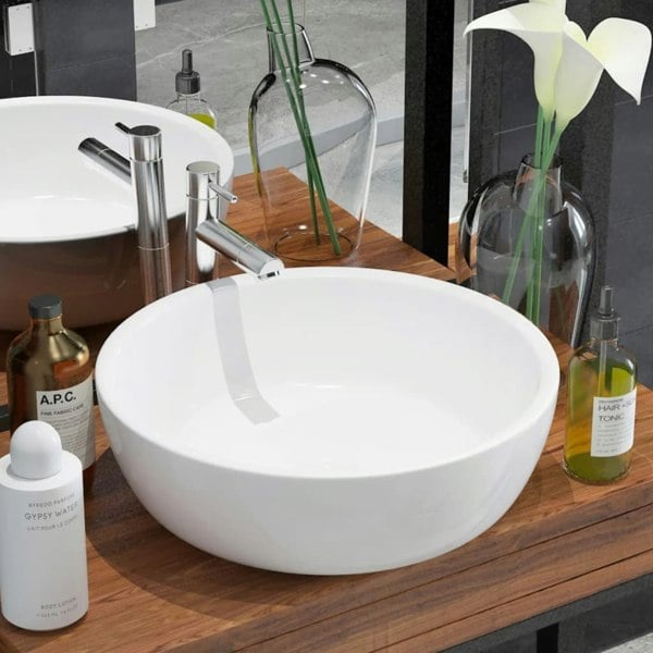 Berkfield Basin Round Ceramic White 42x12 cm