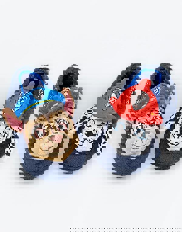 Paw Patrol Boys Blue 3D Characters Applique Slip On Loafer Slippers