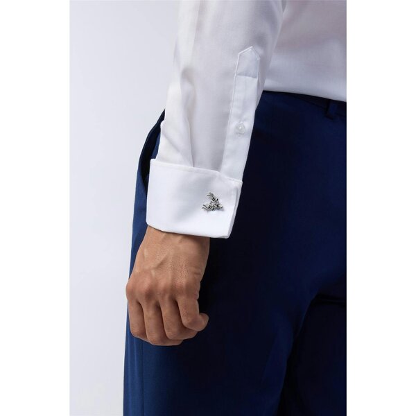 Alexandre Silver Alexandre Regular Fit White Non-Iron Stretch Double Cuff Shirt