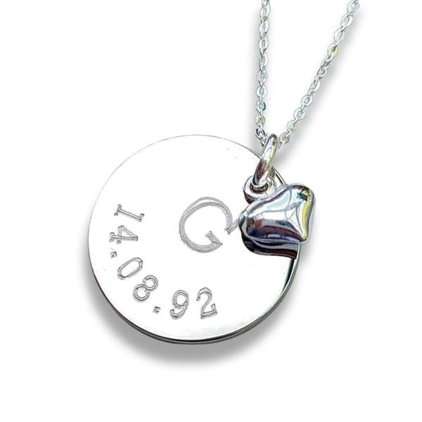 Aye Do Gifts Personalised Date & Letter Necklace with Mini Heart