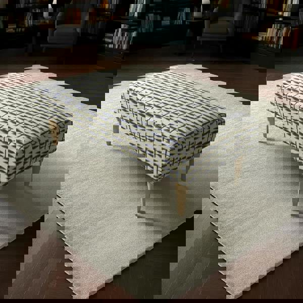 Durable patterned top ottoman bench with stitched lid for guest rooms