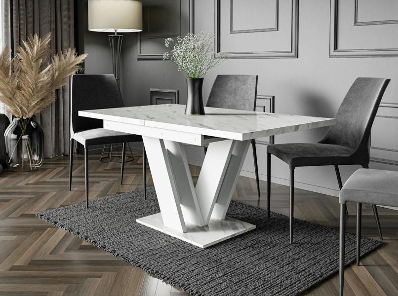 PHD Furniture MASIV Extendable Dining Table 120–160cm – White Bianco Marble Effect
