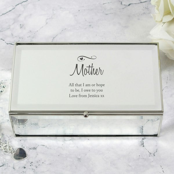 Personalised Memento Company Personalised Swirls & Hearts Mirrored Jewellery Box
