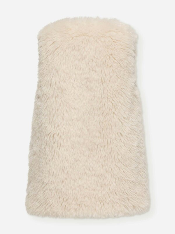 Moncler Enfant Girls Faux Fur Sleeveless Dress in Ivory