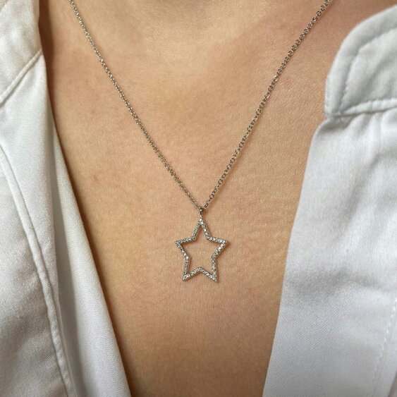 Reeves & Reeves 14k White Gold and Diamond Star Necklace