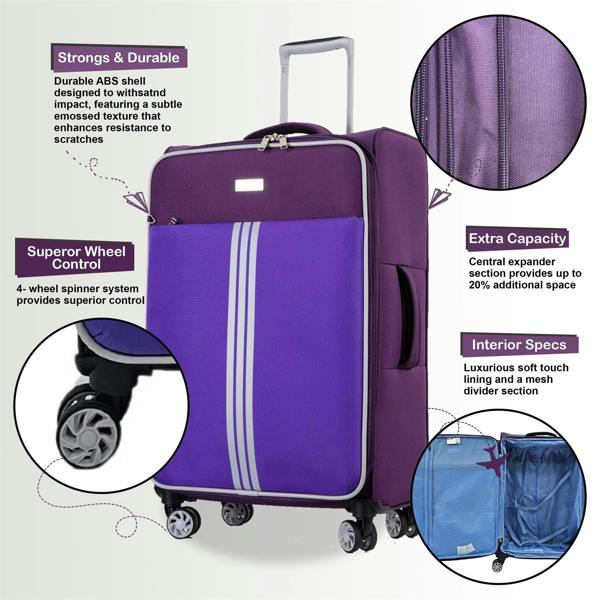 Eagle Luggage Lightweight Cabin 4 Wheel Soft Luggage Travel Bag