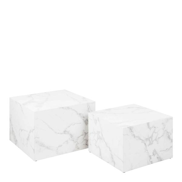 Wyld Haus Set of 2 Munkebo White Marble Carrara Square Coffee Tables