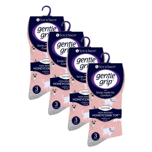 Gentle Grip 12 Pairs Ladies Cotton Rich Everyday Socks Gentle Grip Soft Top Comfort Socks