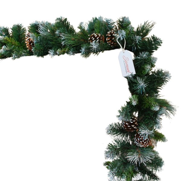 Samuel Alexander 270cm x 25cm Samuel Alexander Frosted Glacier Christmas Garland with Pine Cones