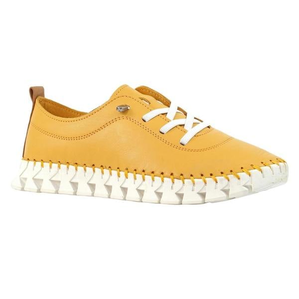 Lunar Womens/Ladies St Austell Leather Plimsolls - Yellow - 