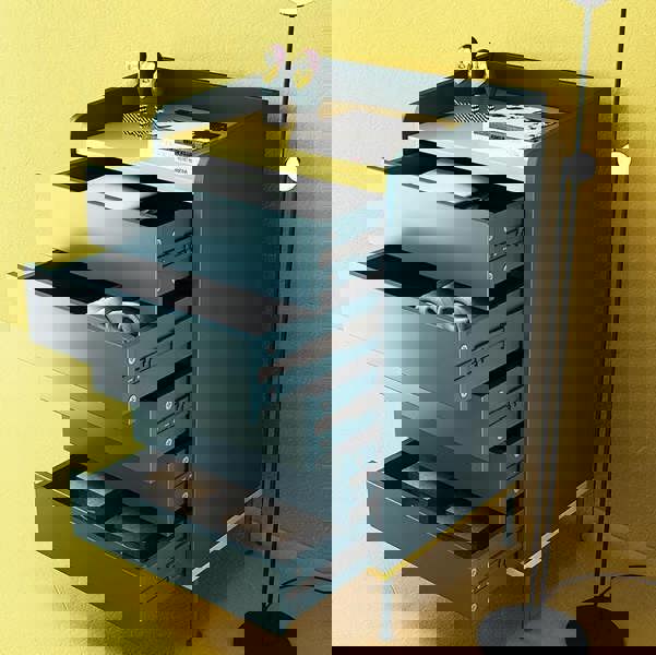 Detail view of Gordon Chests Of Drawers, Blue with chest of 5 drawers