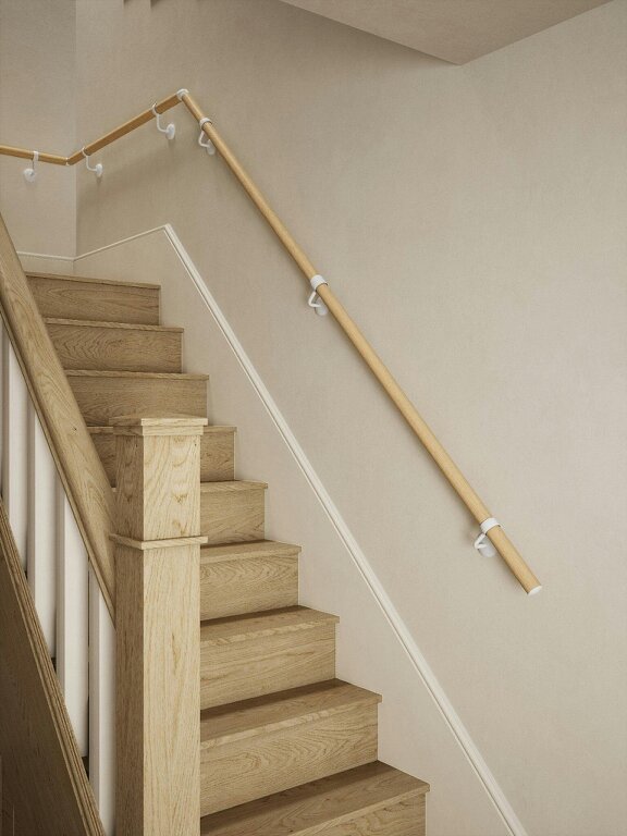 Handrails Direct Arden Natural Pine Quarter Landing Handrail - Arden Natural Pine - Edstone Matt White