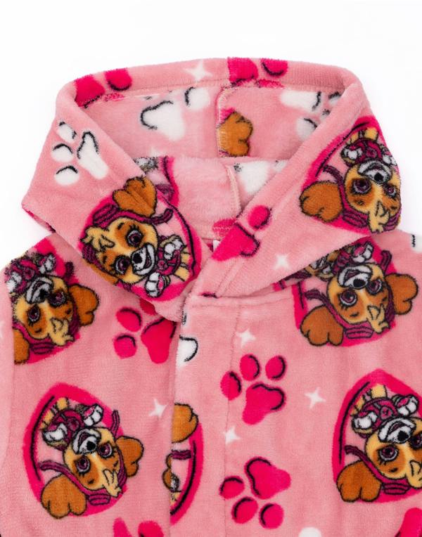 Vanilla Underground Paw Patrol Girls Pink Hooded Bathrobe