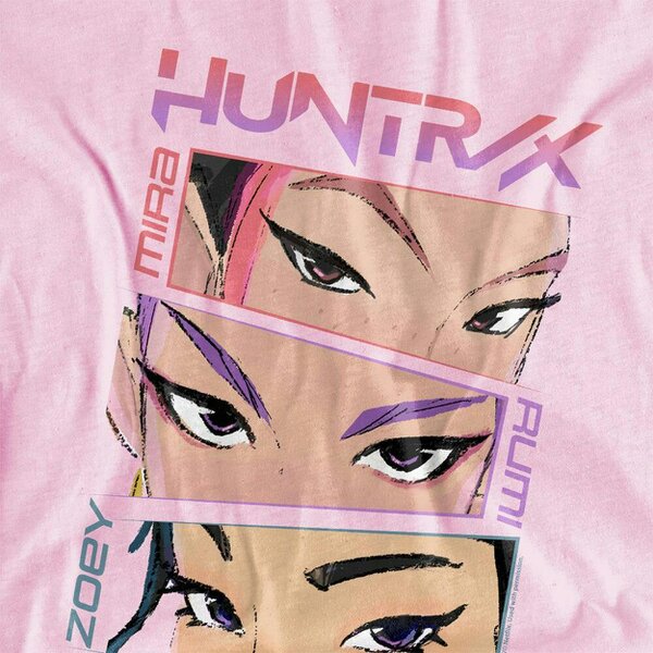 K-Pop Demon Hunters Childrens/Kids Huntrix Eyes Comic Strip T-Shirt - Pink