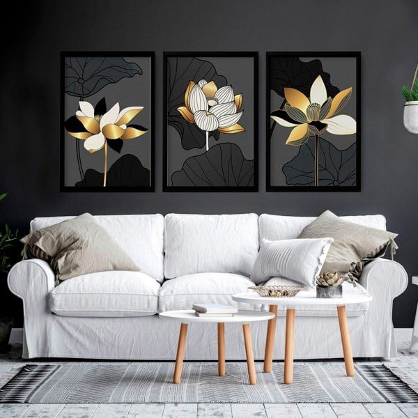 Large wall art for living room | set of 3 wall art prints