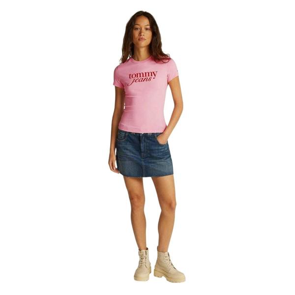 Tommy Jeans Womens/Ladies Essential Logo Slim T-Shirt - Pink - 