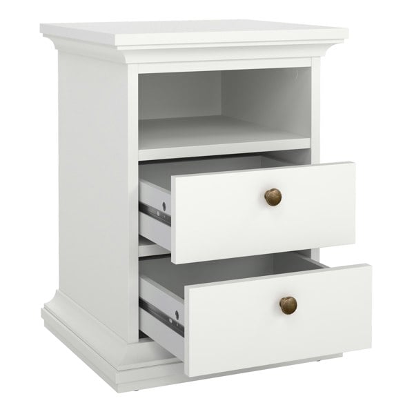 Furniture To Go Paris Bedside 2 Drawers in White