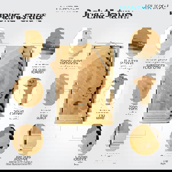 MANTRARAJ Combo Bamboo Paddle Pizza Wooden Chopping Board Multi-Purpose Cutting Board with Juice Groove