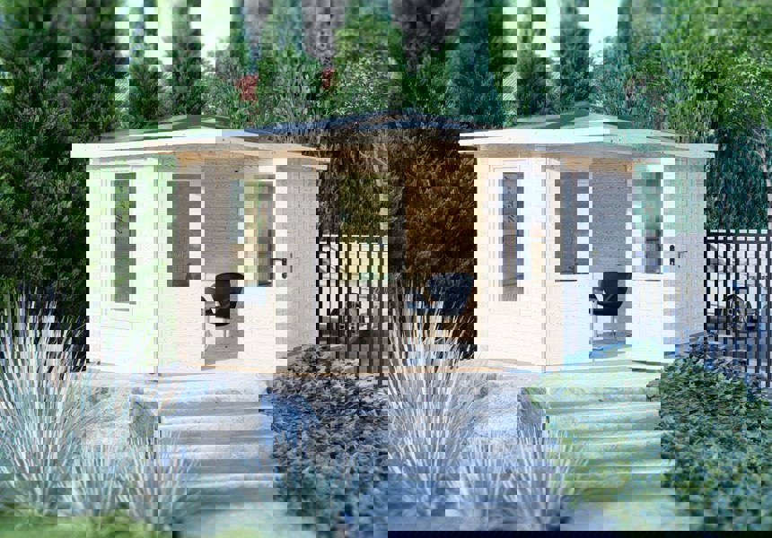 Shire Rita 10x14 Log Cabin Corner Office and shed mulitroom 44mm cladding - Best Shed