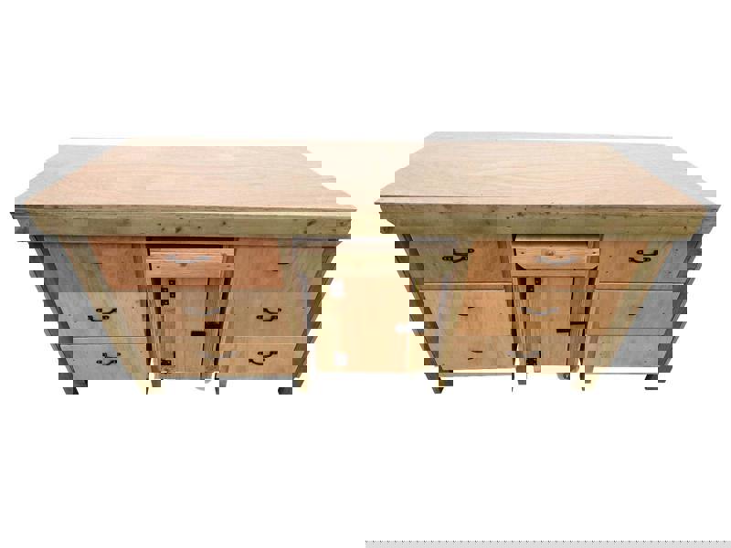 Arbor Garden Solutions Wooden Eucalyptus hardwood top workbench with drawers and functional lockable cupboard (V.5)