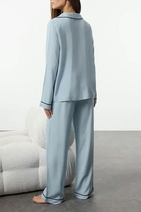 WOVCOR 2-Piece Heart Embroidered Viscose Woven Pajama Set