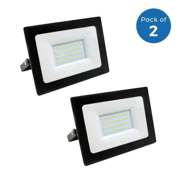 ENER-J Floodlight Led SMD Slim 50W, 1 Meter EU Plug 2 Yrs Warranty | Pack of 2 - 3000K