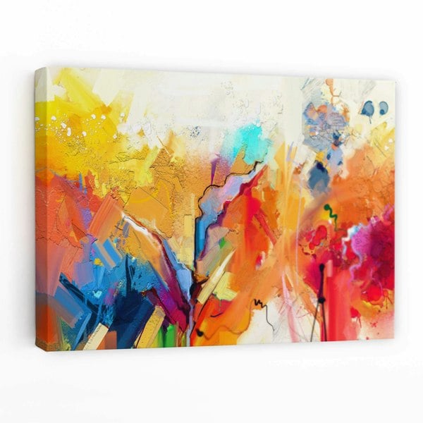 Artze Wall Art Abstract Colourful Orange Pink Red Wall Art Canvas Print