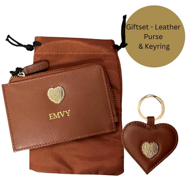 Love EMVY Signature Heart Giftset - Leather Coin Purse & Heart Keyring