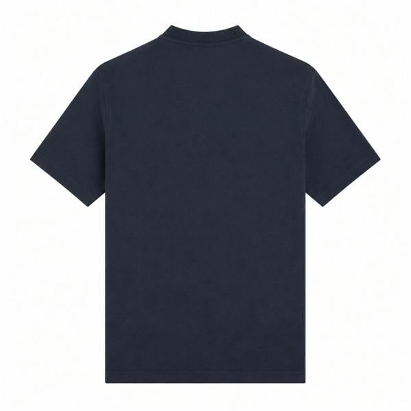 Back view of a dark airforce blue Fred Perry relaxed-fit cotton t-shirt with a ribbed crew neck.
