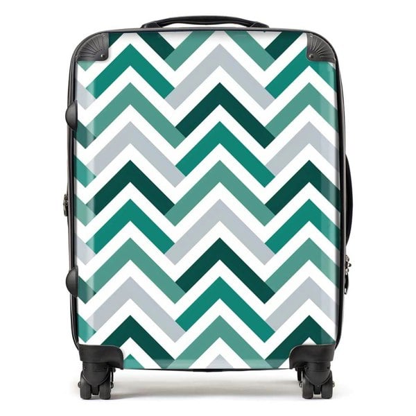 Warren Reed Geometric Retro Vintage Colored Chevron Pattern Suitcase