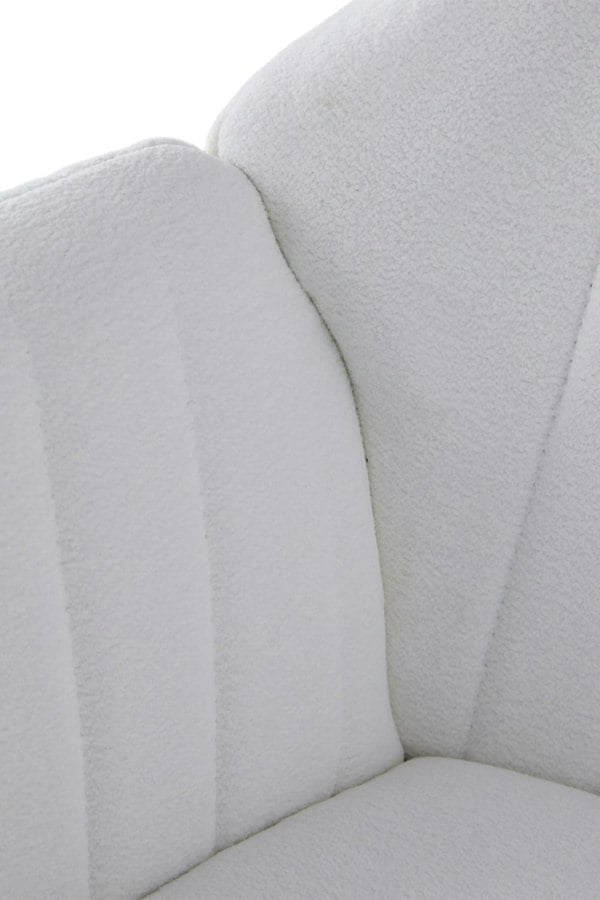 Living and Home White Upholstered Leisure Swivel Chair with Metal Legs