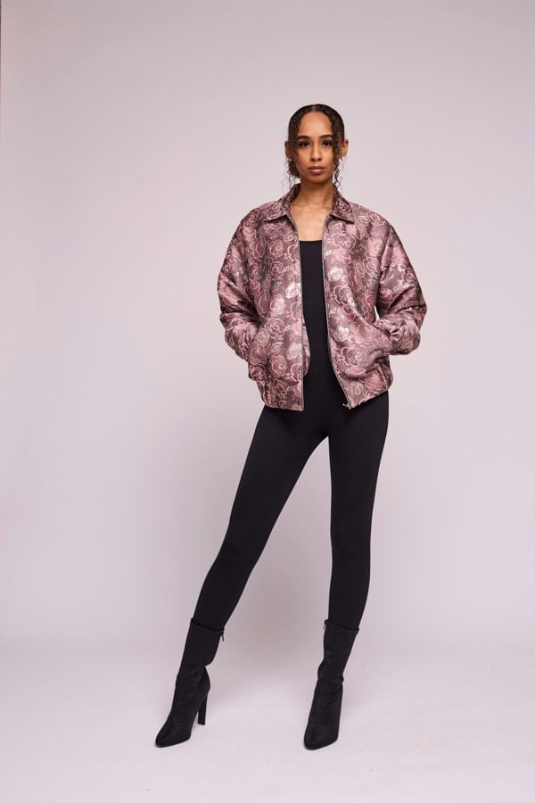 Isha's Timeless collection Dusky Silvery Flora Bomber Jacket