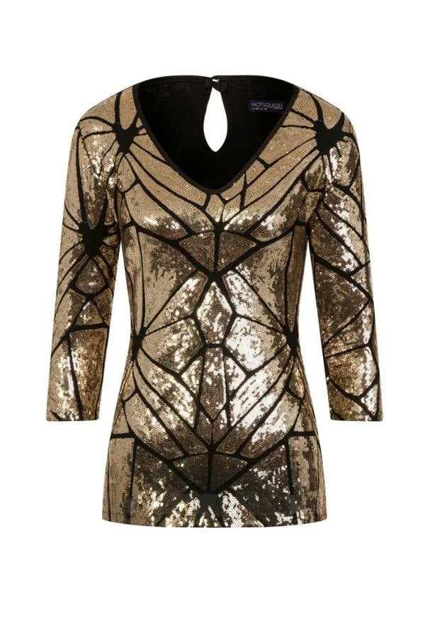 HotSquash Sequin V Neck Top