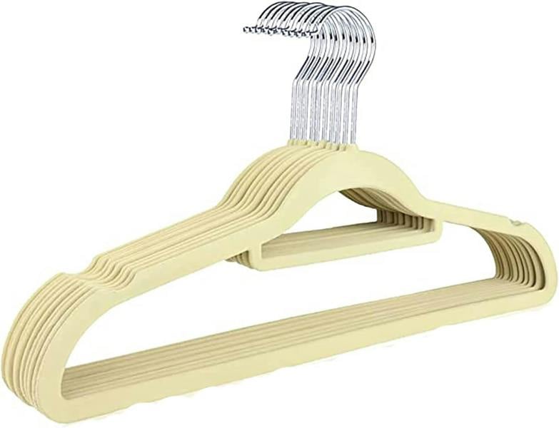 KAV Velvet Coat Hangers – Non-Slip Slim Clothes Hangers For Coats, Dresses With 360° Rotating Hook - Space-Saving Design For Wardrobe Organization