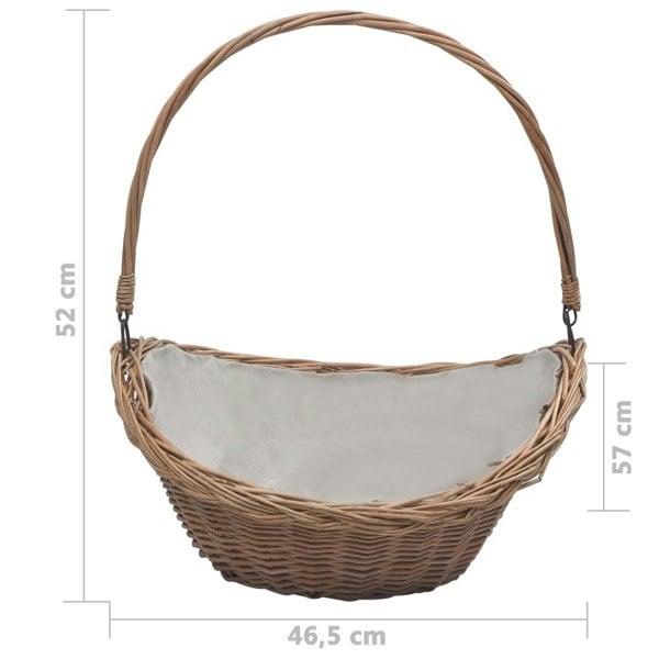 Berkfield Firewood Basket with Handle 57x46.5x52 cm Brown Willow