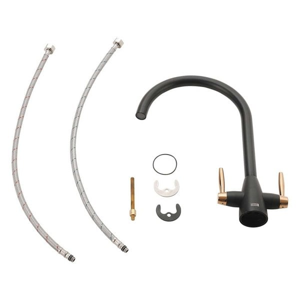 Stylish and Durable Twin Lever Monobloc Tap with Swivel Spout Kitchen Taps Living and Home
