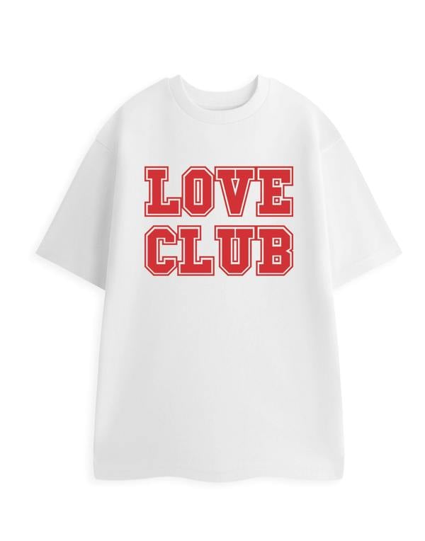 Show Me The Merch Unisex White Love Club Short Sleeved T-Shirt