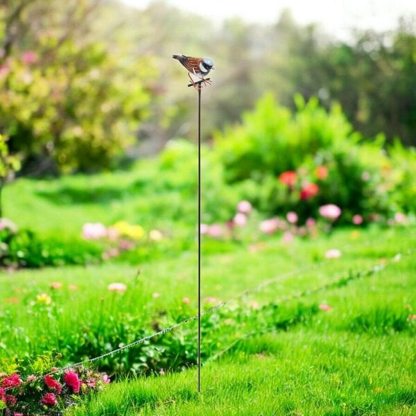 EDH Door Hardware Large Metal House Sparrow on Stake