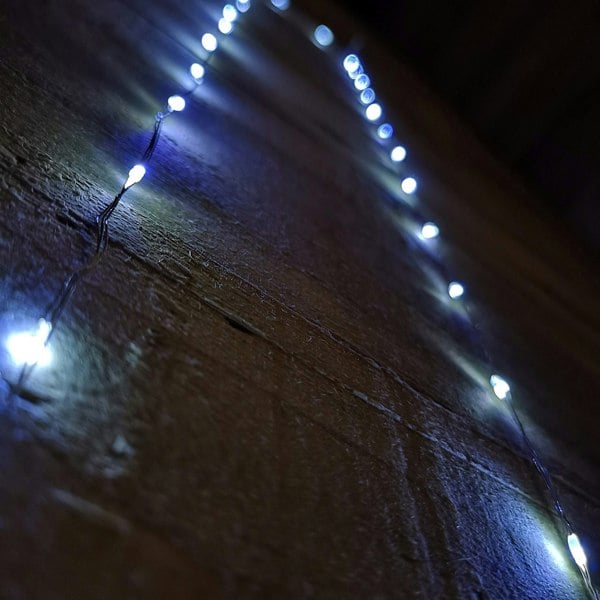 Samuel Alexander 200 LED 10m Premier MicroBrights Indoor Outdoor Christmas Multi Function Battery Operated Lights with Timer on Pin Wire in Cool White