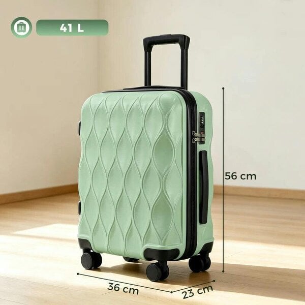 Bobobiy 20Inch Suitcase, ABS Hard Shell Carry On Luggage with TSA Lock, Spinner Wheels, Telescopic Handle, Green