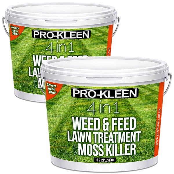 ProKleen Pro-Kleen 4 in 1 Weed and Feed Lawn Treatment with Moss Killer - Greens Grass, Kills Weeds & Moss & Fertilises Grass 5kg