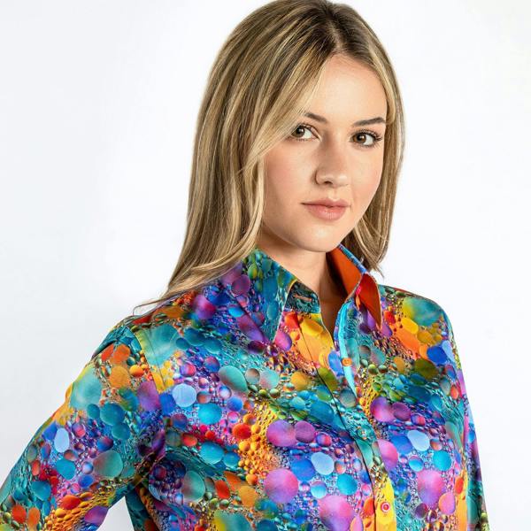 MULTICOLOUR BUBBLE WOMENS  PRINT SHIRT - Premium Men's Patterned Shirt by Claudio Lugli | Bold Design, Tailored Fit, Best Printed Shirts