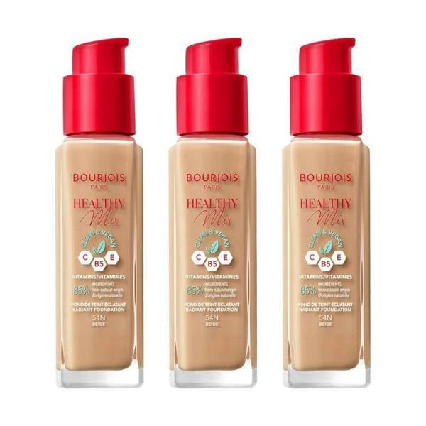 Bourjois Paris 3 x Bourjois Healthy Mix Clean and Vegan Foundation 30ml - 54N Beige